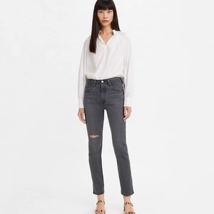 Levi's, Womens, 501S (Skinny) high-rise jeans in 27, black/dark grey